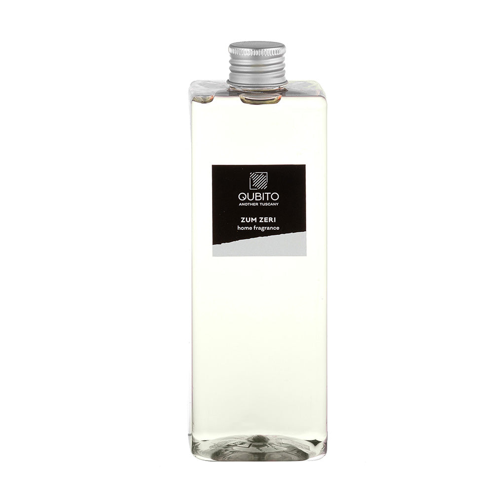 Bottle of Zum Zeri home fragrance by Qubito, featuring natural lemon and rosemary scents.